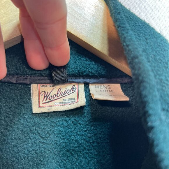 Woolrich Men's Fleece Cardigan Vest Full Zip Size L Green Outdoorwear Sleeveless - Picture 3 of 10